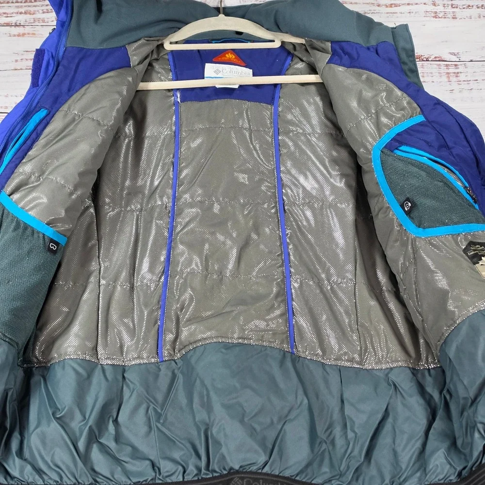 Columbia Ski Jacket Youth Medium Blue Good Omni-Heat Waterproof Hooded Parka